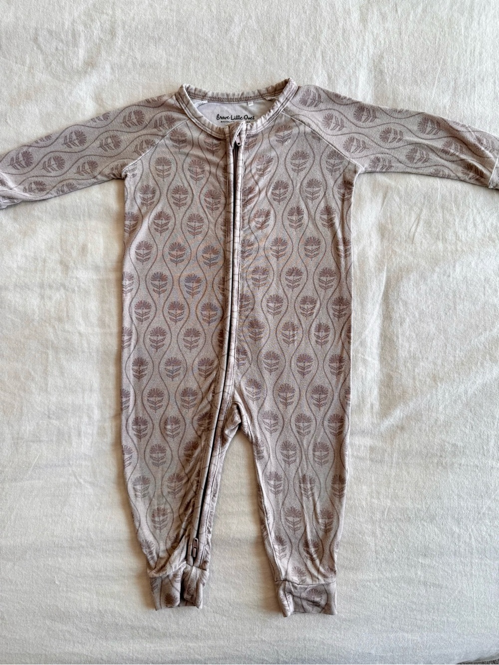 Brave Little Ones Dusty Purple Floral zip romper bamboo - 3-6m